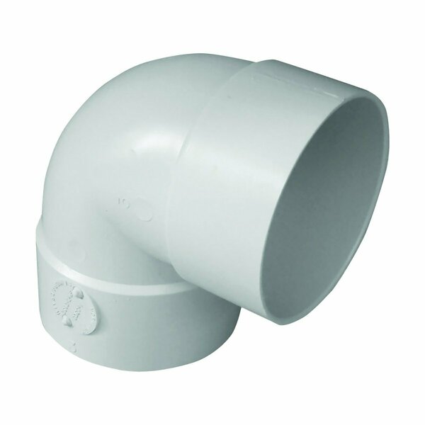 Genova Products CANPLAS 414153BC Short Turn Pipe Elbow, 3 in, Hub, 90 deg Angle, PVC S40730